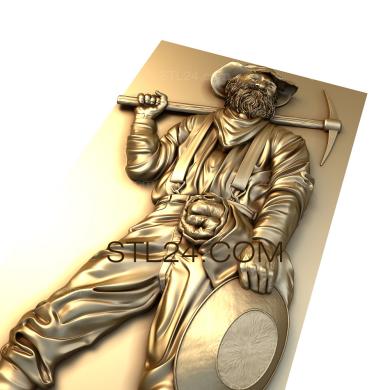 Art panel (Gold miner, PD_0176) 3D models for cnc
